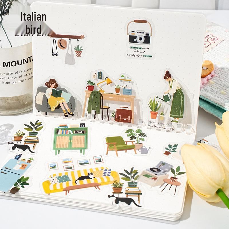 Ji Lv Yi Niao Minimalist Sticker Pack: Ins Style Decor for Phone Cases & Water Cups