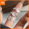 925 Sterling Silver Rings for Women Couple Minimalist Handmade Simple Lace Stone Ring Fine Jewelry Gift Prevent Allergy