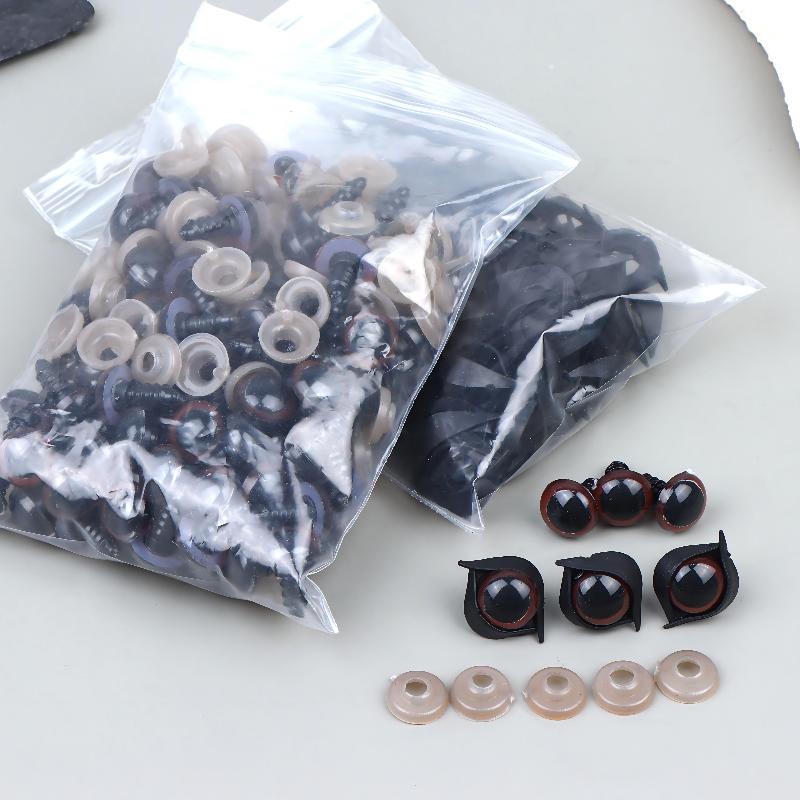 

100Pcs/50Pairs 12Mm Color Plastic Safety Eyes For Crafts Bear Animal Doll Puppet Eyes Making Accessories With Washers Brown 100Pcs