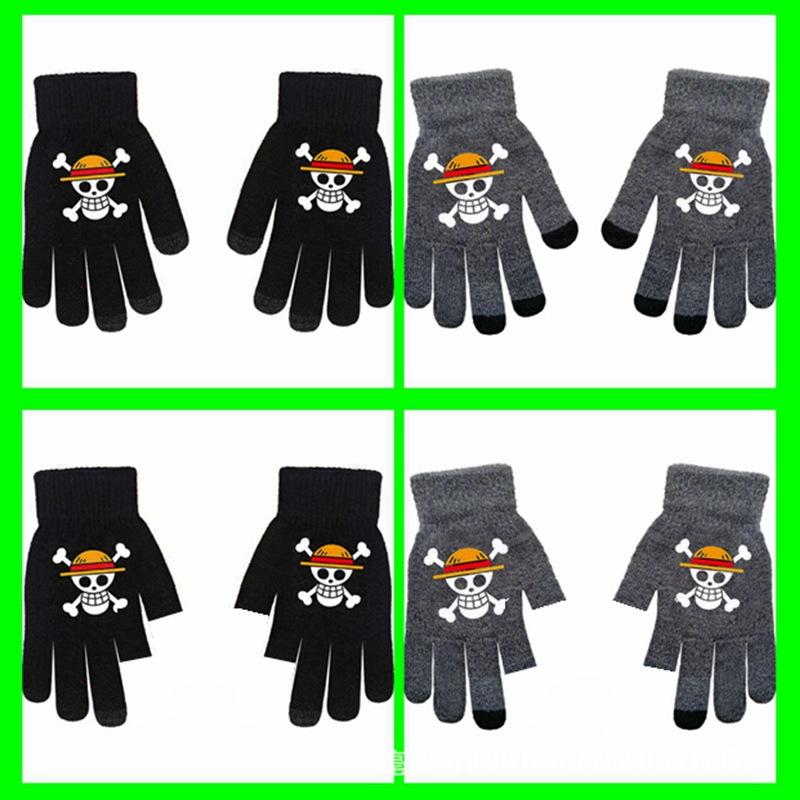 One Piece, Luffy, Chopper, Zolona Mero, Anime Online Game Peripheral Gloves, Gray Full-finger Autumn and Winter Warm and Cold Protection