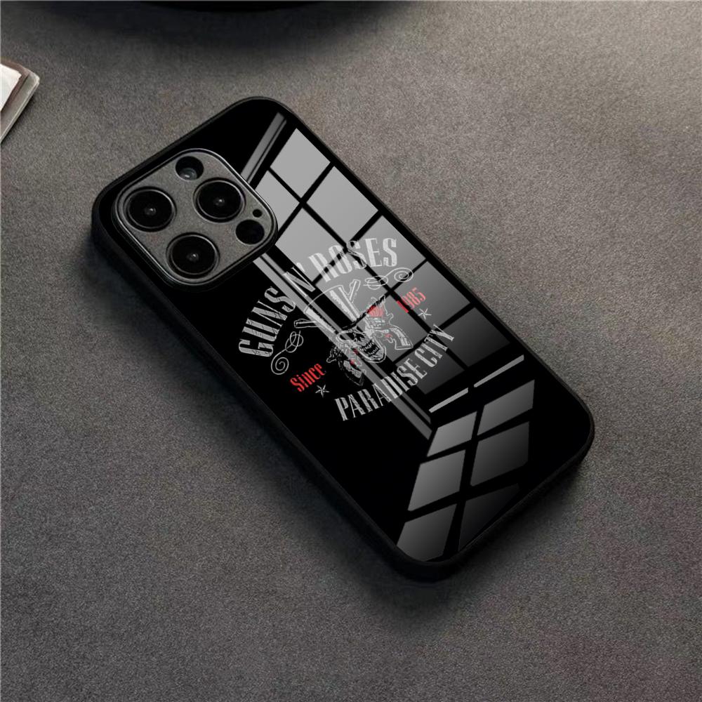 

Чехол для телефона G-Guns N Roses Для 17 Pro Max IPhone 16 Pro 14 12 11 13 Mini X XR XS 15 Plus SE Стеклянная крышка iPhone12 ProMax