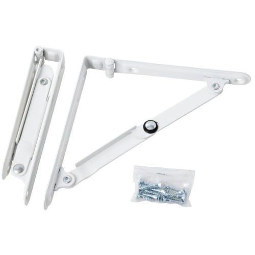 Tanabe Metal Industries Turner Folding Shelf Brackets, 150mm, White, 1 Pair
