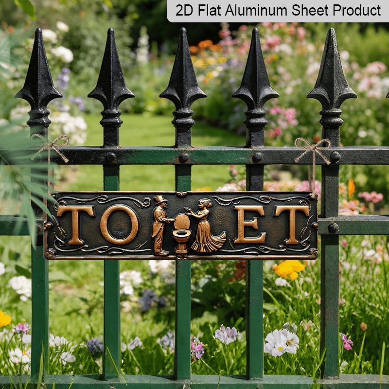 2D Flat - Vintage Aluminum Decorative Sign for The Bathroom, Restroom, or Powder Room, Measuring 15.7×3.94inch, Perfect for Hotels and Pubs