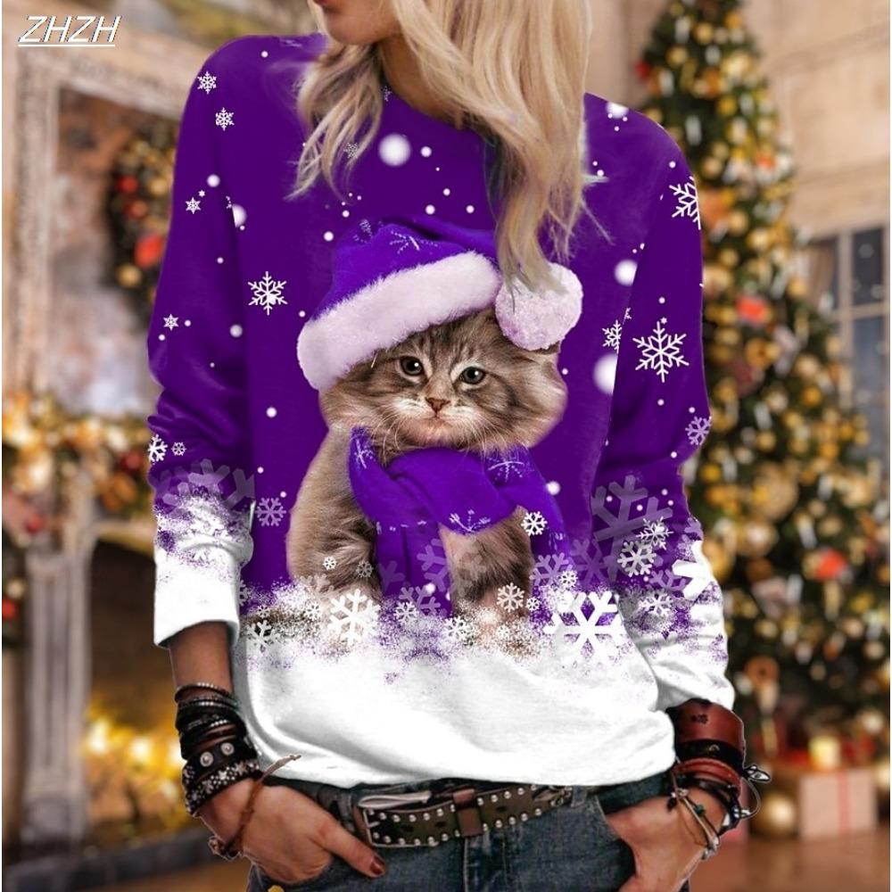 Women's Christmas Snowman Print Hoodie, Festive Pullover Sweatshirt, Long Sleeve Casual Wear Fall Winter Holiday Style