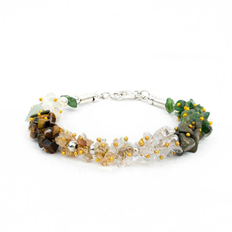 Astrotalk Dhan Yog Chips Bracelet | Pyrite, Jade, Tiger Eye, Citrine, Clear Quartz, Green Aventurine Bracelet for Wealth