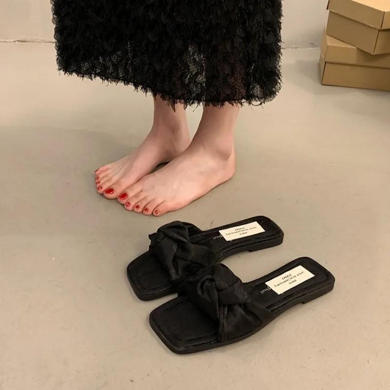 

Мода 2025Плоские тапочки в китайском стиле Обувь Новые летние сандалии на мягкой подошве Женские 35 чёрный