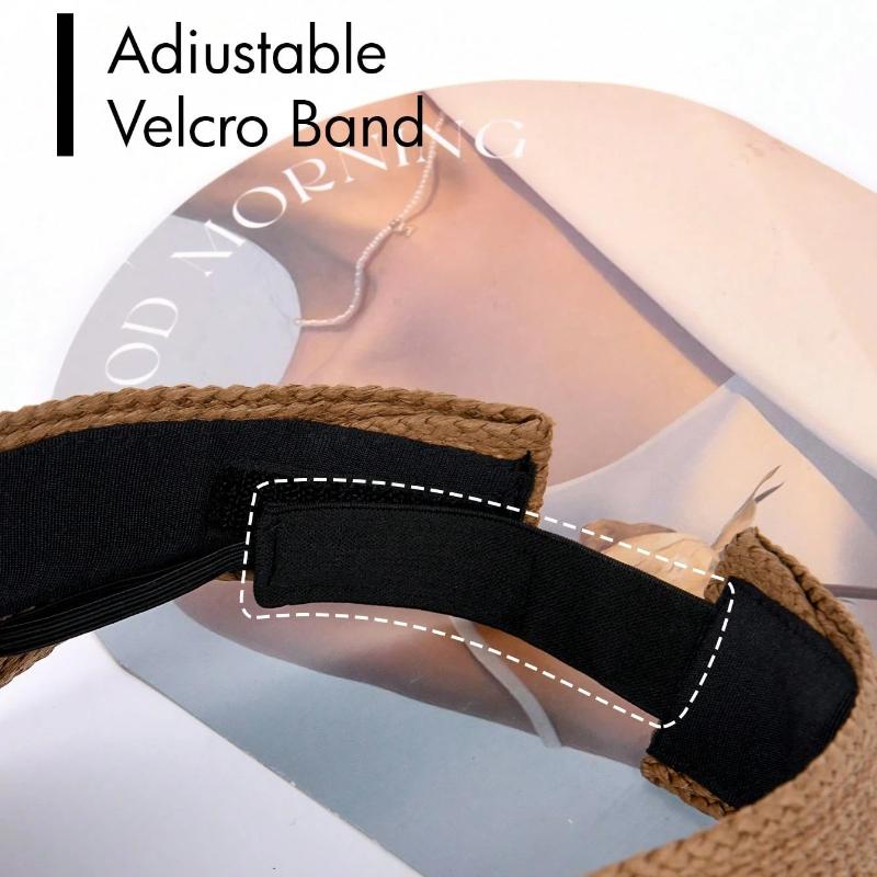 1pc Adjustable Empty Top Straw Hat,Summer Unisex UV Protection Foldable Wide Brim Sun Hat,Casual Versatile Bohemian Retro Street