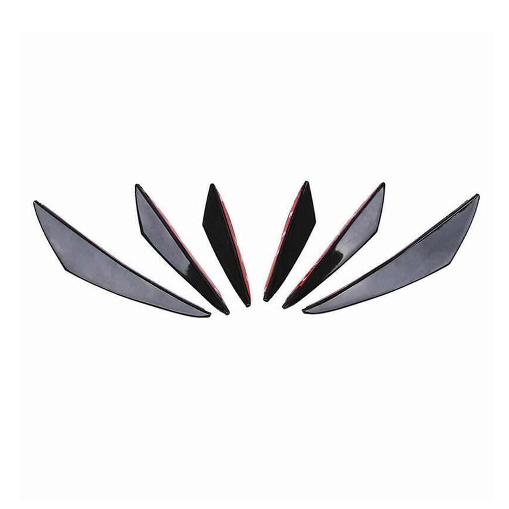 6pcs Universal Gloss Black Car Auto Front Bumper Fins Spoiler Canards Refit