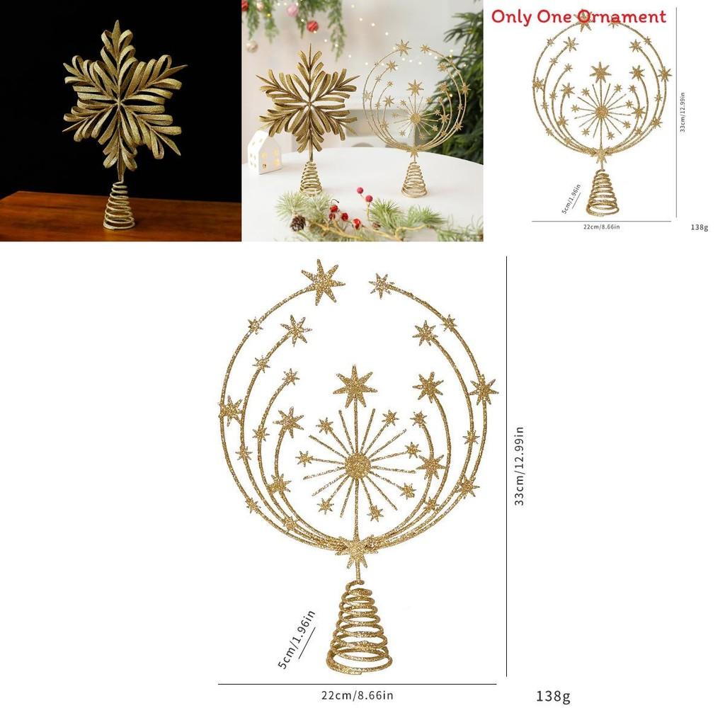 Christmas Tree Topper With Snowflake And Star Iron Art Decoration For Holiday Festivities
