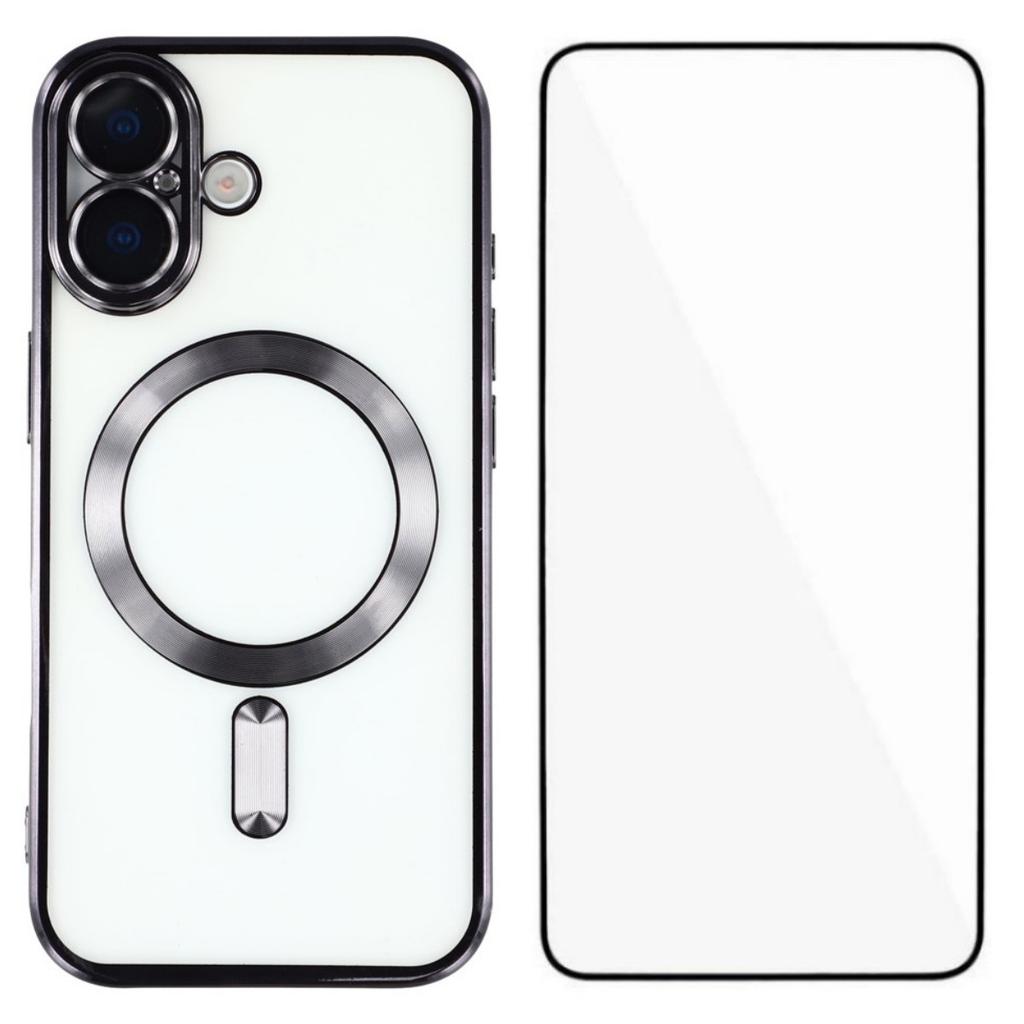 Für iPhone 17 Magnetische Hülle WANLONFENG Vollschutz Galvanisierte TPU-Hülle mit gehärtetem Glas