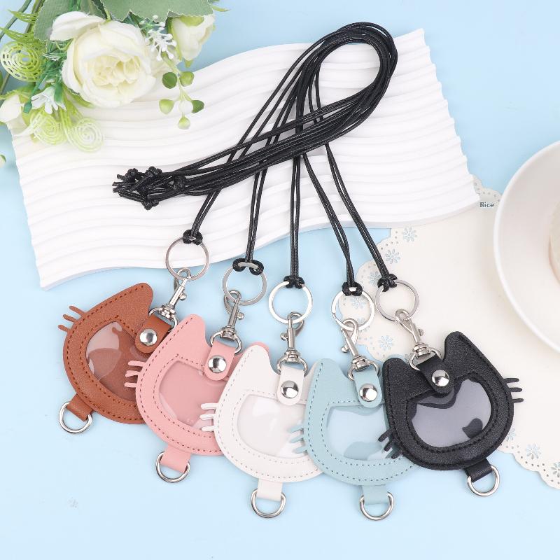 Multifunctional Cat-Shaped Leather Keychain for Pet Hair Memorial, Portable Storage Bag