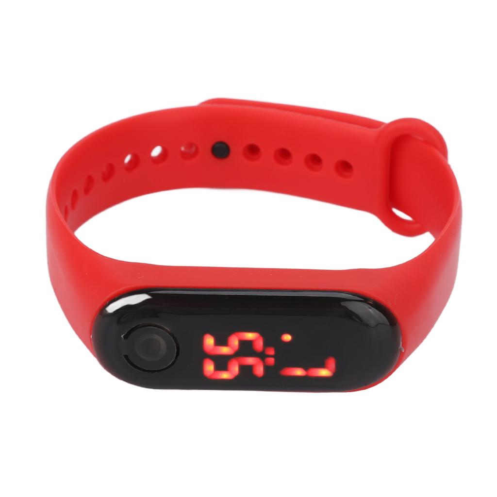 Mini Children Electronic Watch Red LED Simple Student Sports Electronic Watch with Silicone Watch Band Red