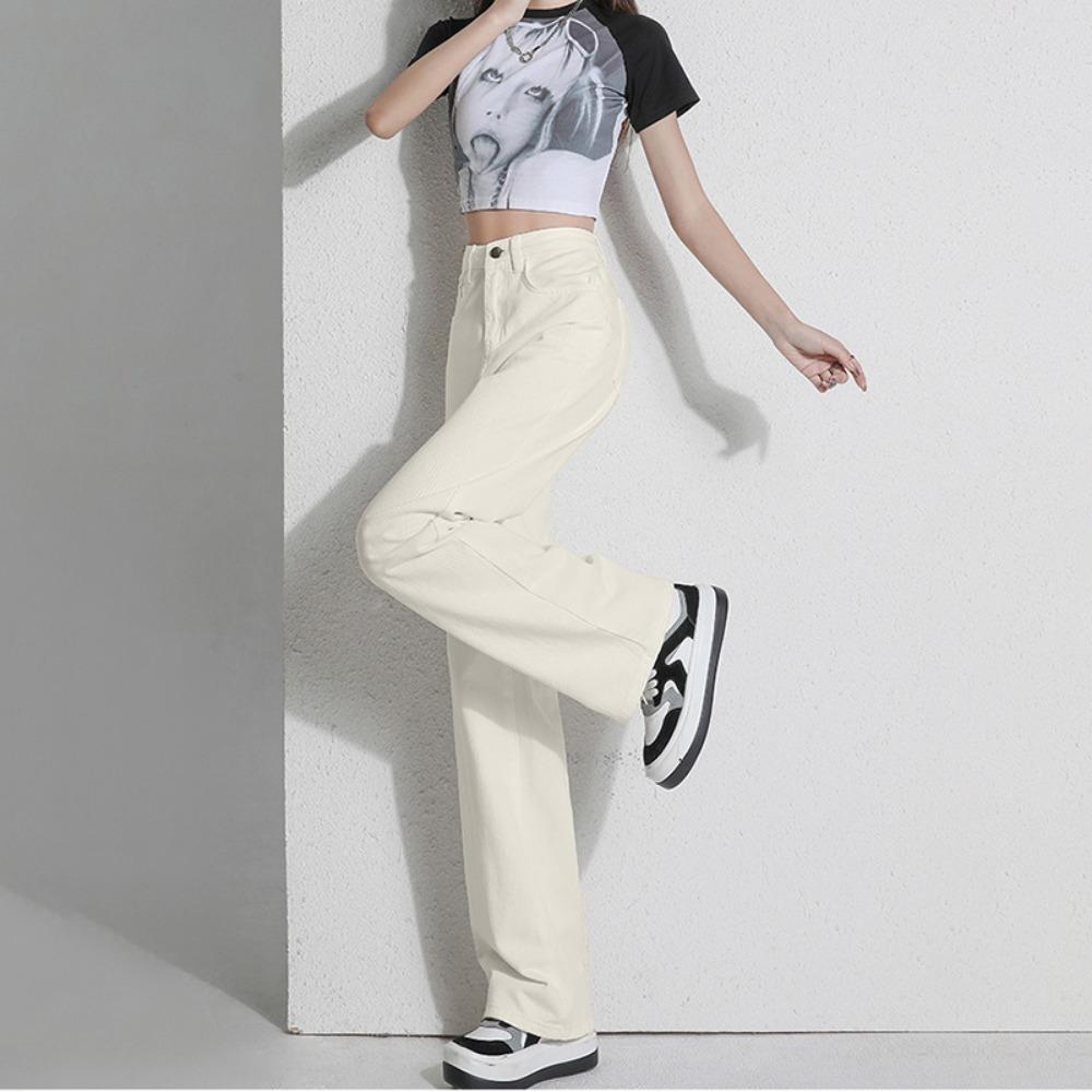 Versatile Personality Straight Jeans Women's Spring and Autumn New Korean Version Ins Showing Thin Temperament Wide-leg Mopping Denim