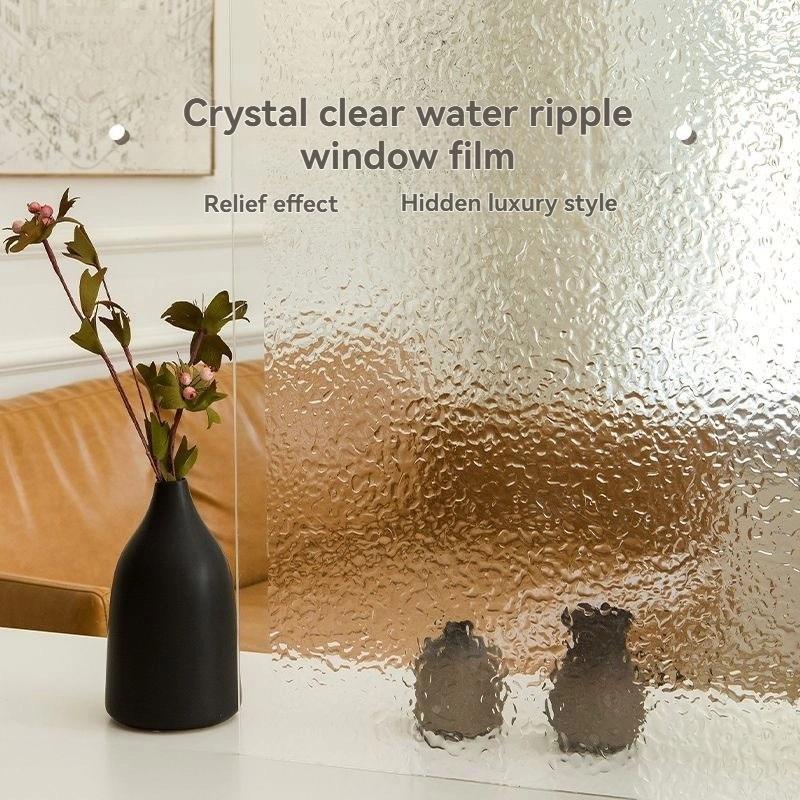 Vintage Water Wave Glass Sticker Decorative Window Film Privacy Protection Translucent Opaque Anti Peeping Glass Decal Essential Home Decor