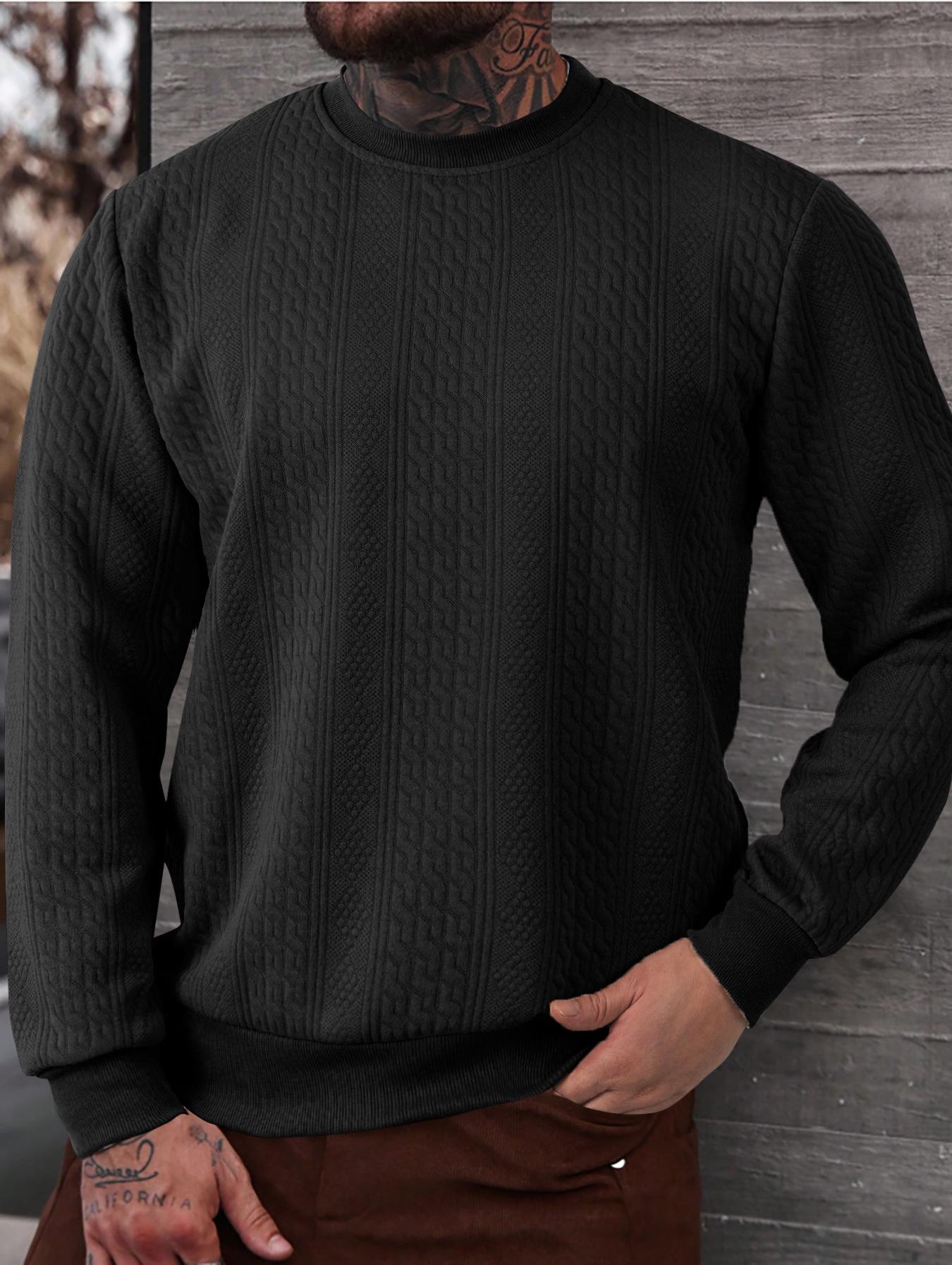 

2025 Men s Autumn Jacquard Casual Sports Top - European & American Style XXL чорний