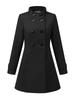 Allegra K Women's Lasha Coat, A-Line, Stand Collar, Double-Breasted, Long Sleeves, Cold Weather, Fall/Winter, Black, Size M