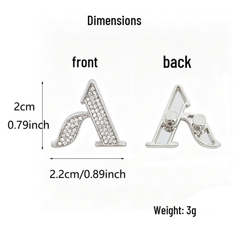 Rhinestone Alloy Letter Shoe Charms for Crocs and Flip-flops