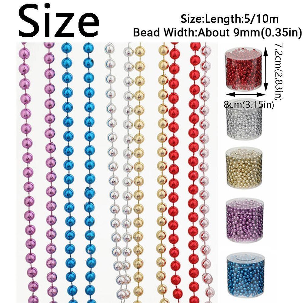 Kreatywny Kolorowy Łańcuch Koralikowy 5/10M DIY Dekoracja Świąteczna Sznur Koralikowy Rzemiosło Dekoracyjne Choinka Sznur Perłowy