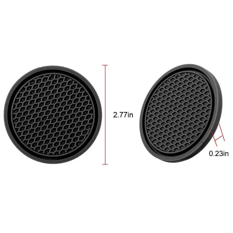 2pcs Black Car Cup Holder Anti-Slip Coasters Premium PVC Car Coasters Universal Fits PerfectyFor Most Cup Car Interior Accessori