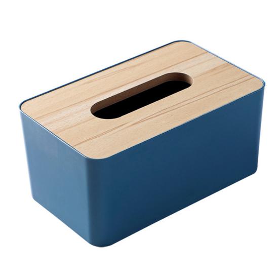 Tissue Box with Solid Wood Lid, Waterproof Design, Long Paper Opening Tissue Dispenser for Home C