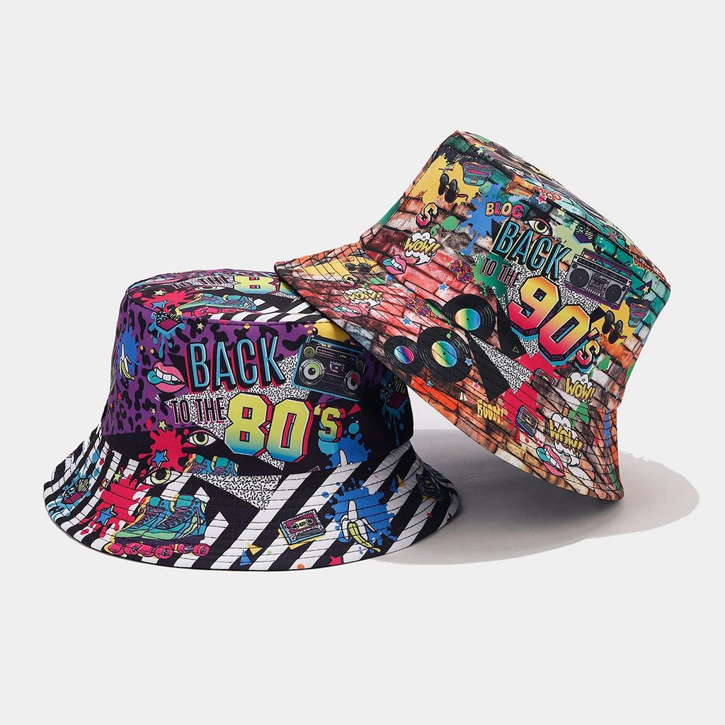 2027 NOUVEAU Chapeau Bob Large à Bord Personnalisé KJ Imprimé Réversible Unisexe Chapeau Bob Imprimé All Over en Polyester Avec Étiquette de Marque Privée