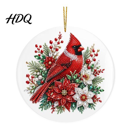 Festive Winter Party Favors Christmas Acrylic Hanging Ornament Double Side Printed Santa Pendant for Tree Window Holiday Ornaments 2D Flat