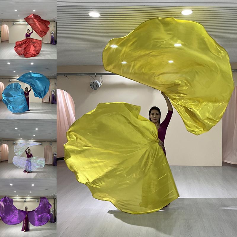 Dance Props Flag With Telescopic Sticks 140*140Cm Multiple Colors Belly Dance Semicircle Flags Performance Props Accessories