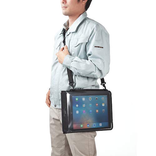 Sanwa Supply PDA-TABWPST12 Waterproof and Dustproof Tablet Case (with Stand and Shoulder Strap, 12.9 inches)