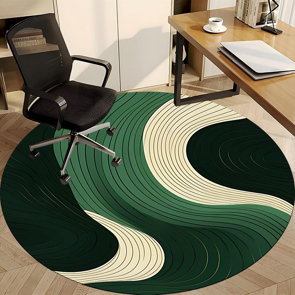 1pc Wave Flow Office Round Area Rug, Indoor Mat Suitable For Office, Under Office Chairs Bedroom Living Room Home Decor, Room Deco