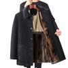 Winter Fur Collar Woolen Coat for Middle-aged and Elderly Men, Plush Lining and Thickened Graphene Heat Storage Jacket
