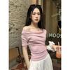 Sweet Shoulder Short Sleeve T-Shirt Women's Spring and Summer New Design Off-Shoulder South East Asia Top
