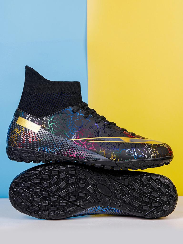 Football Shoes High-top Tf Broken Nails Artificial Turf Leather Feet Boys and Girls AG Long Nails Competition Student Training Shoes