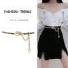 Women Waist Chain Fashion Metal Woven Belt With Hook For Summer Casual Wear