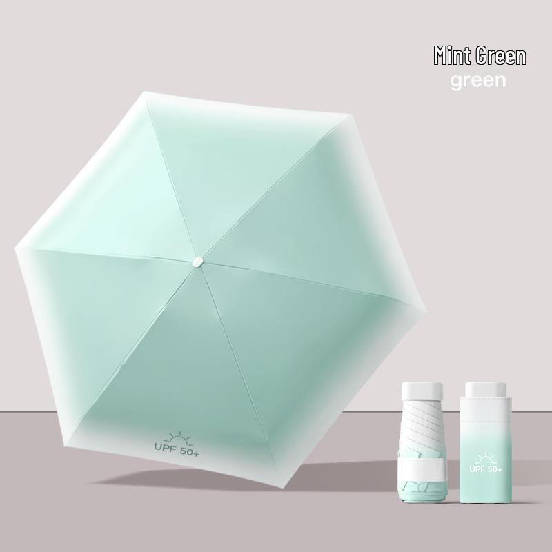 New Macaron Color Five-Fold Ultra-Light Sun Protection Compact Mini Umbrella with Buckle Handle