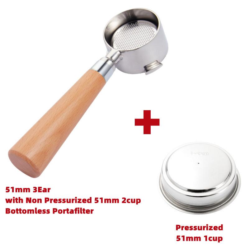 Bottomless Portafilter for Delonghi EC680 EC685,Pressurized Filter Basket,51mm Filter,Espresso Coffee Maker,Barista Tools