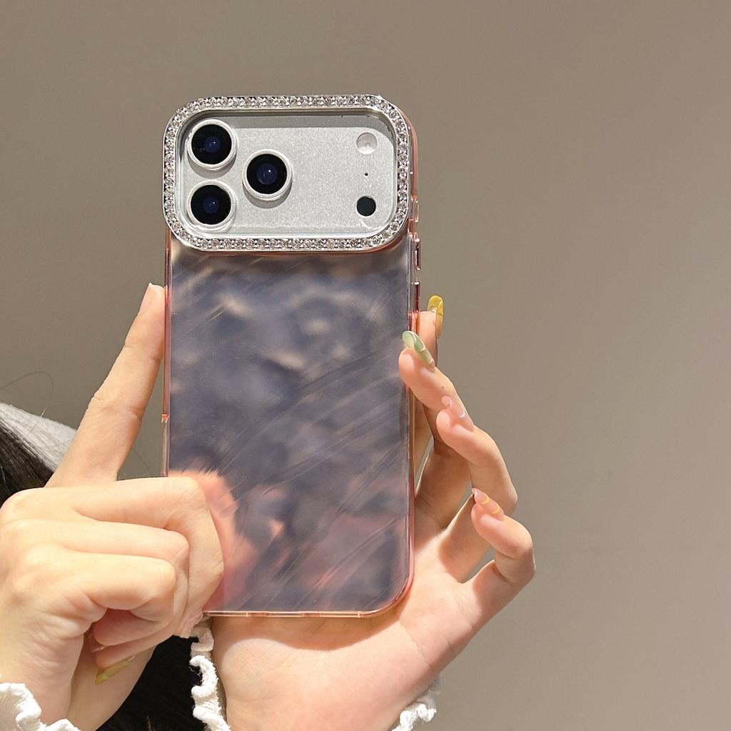 Hot-selling Pleats Apply To Apple 17Pro Max Phone Case iPhone16 Rhinestone Lens Frame 15/14