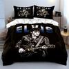 Guitarist in Black Leather with "Elvis" Print Bedding Set Duvet Cover Pillowcases (1* Duvet Cover 2* Pillowcases Do Not Include Comforter)