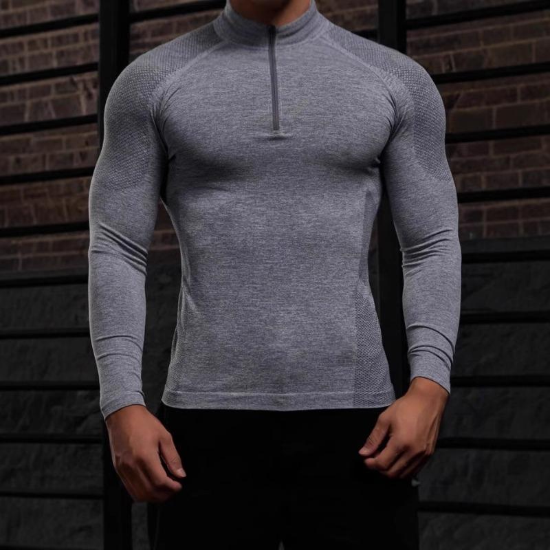 Women's Seamless Jacquard Zipper Long Sleeve Workout T-Shirt - Quick Dry Fit for Gym Training Outdoor Sports