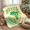 Brazil Football Printed Flannel Blanket Skin Friendly Warm Decorative Throw for Indoor Couch Bed Daily Use