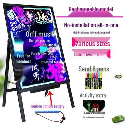 LED Fluorescent Display Board: Glowing Vertical Sign for Street Stalls and Night Markets