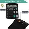 Office Desk Calculator - Dual Power Simple Financial Calculator with Big Button Large Display for Office, Home & School (Black)