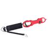 Portable Aluminium Alloy Fishing Grip Gripper Fish Lip Grabber Tool with Weigh Measure Red