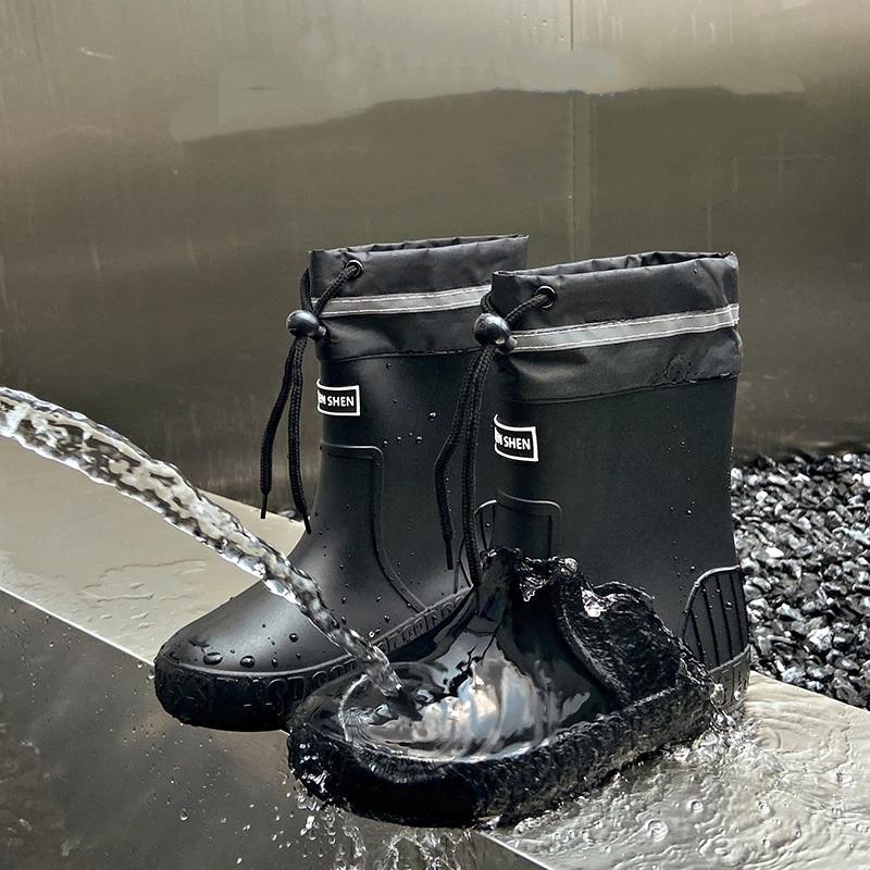 Women's Mid To Short Tube Rain Boots With Waterproof And Anti Slip Flat Heels, Casual Outdoor Rain Boots