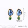 Europäischer und amerikanischer Schmuck Unregelmäßiges blaues Glas Retro Luxus Ohrringe Personalisierte Damenohrringe