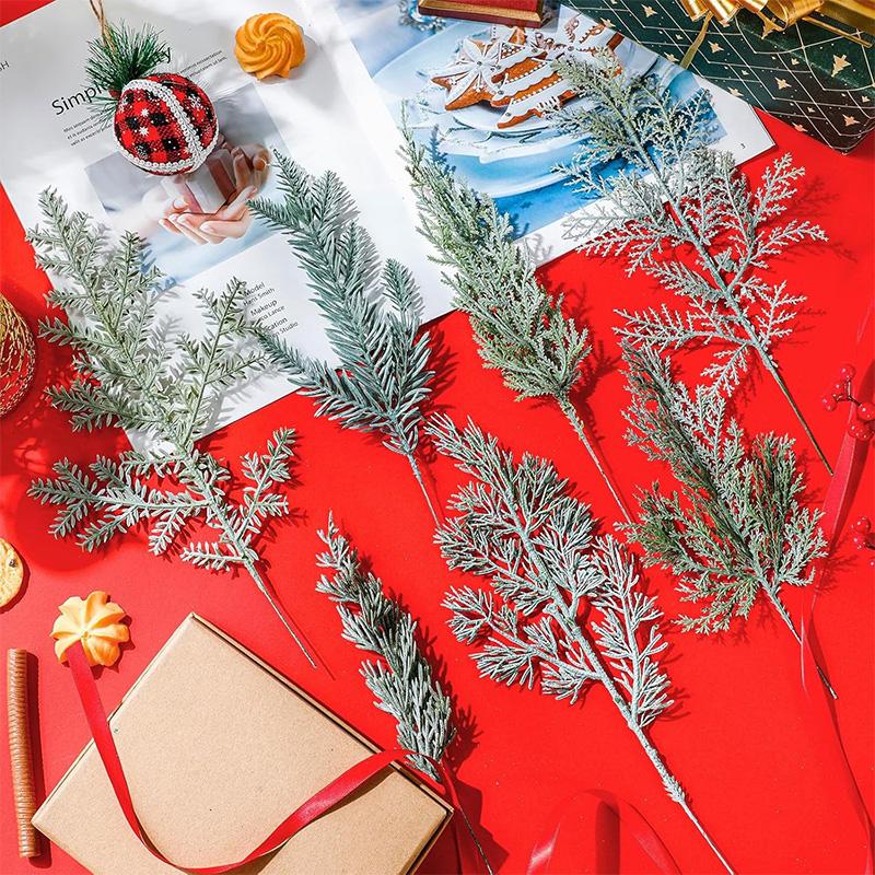2Pcs Artificial Plant Green 30cm Fake Pine Branches for Home Decor Christmas Decoration Wreath Craft Xmas Tree Garland Accessory