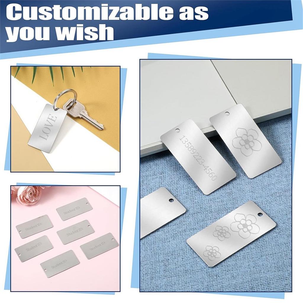 BHBL 30 Pcs 304 Stainless Steel Metal Engraving Blanks for DIY Gifts, Dog Tags, and More