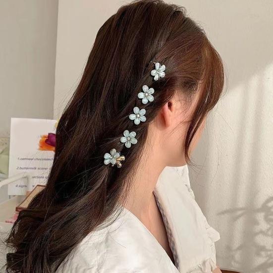 4Pcs Hair Pins Camellia Flower Shape Mini Gripper Side Bang Small Hair Claw Commuting Dating Dinner