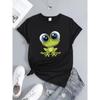 Cartoon Cute Big Eyed Frog T-shirt Women's Fashionable Short Sleeved T-shirt Casual and Comfortable Short Sleeved Top Y2K