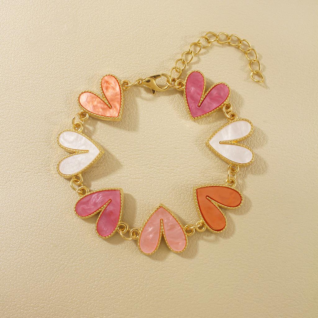 Europe and the United States Popular Multi-color Love Modeling Bracelet Sweet Personality Style Jewelry Valentine's Day Hot-selling