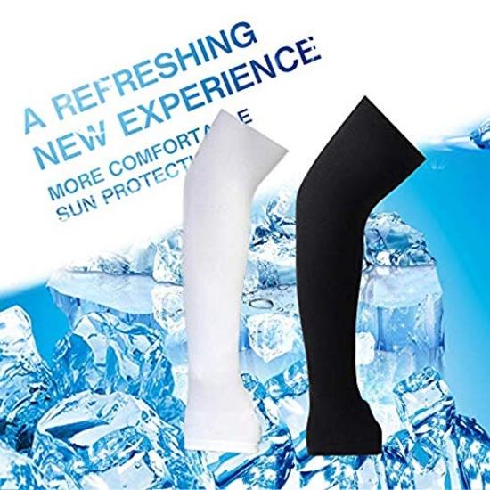 KD Arm Sleeve Cooling or Warmer Sleeves UV Protection for Men Women Kids Sunblock Thumb Hole Fishing Running Golf Cycling Tattoo Cover Arm (White)